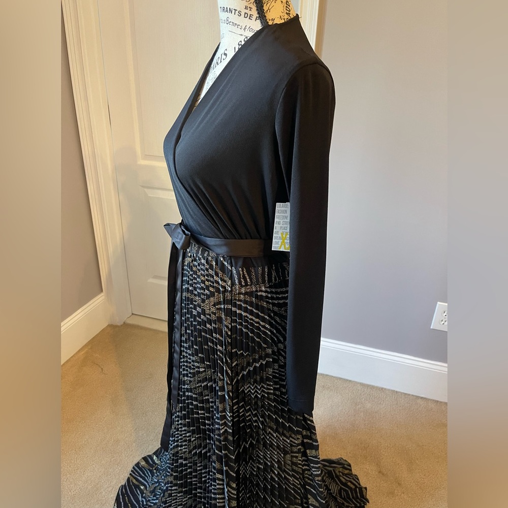 Black Elegant Wrap Dress Animal Print      Bag 63 - Picture 8 of 13